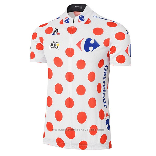 2017 Maillot Cyclisme Tour de France Blanc et Rouge Manches Courtes et Cuissard